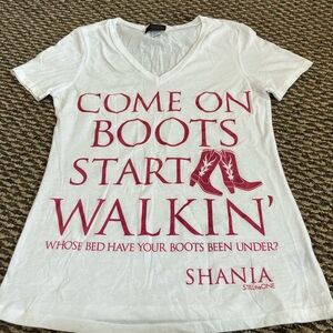 Shania Women's White and Red Graphic Tee VNeck New Still The One